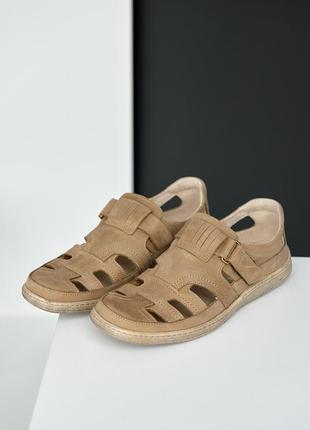 Чоловічі сандалі шкіряні літні оливкові розмір 45 fv_002304