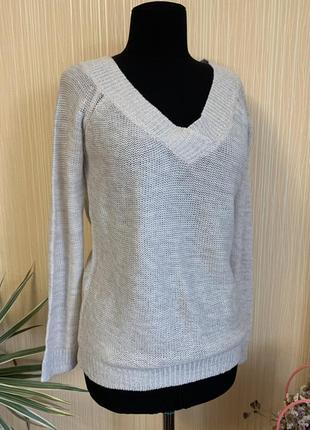 Свитер сетка вязаный свитер бежевая кофта terranova размер s/m