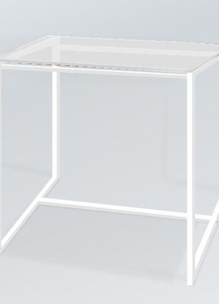 Стіл журнальний куб 400 скло 8 мм прозорий / білий (cub 400 clear8-white)