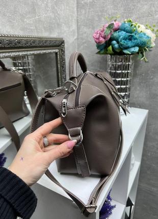 Жіноча стильна та якісна сумка з еко  шкіри капучіно6 фото