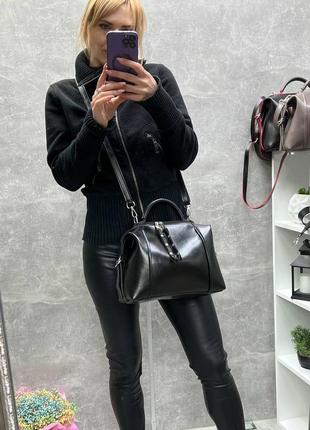 Жіноча стильна та якісна сумка з еко  шкіри капучіно10 фото