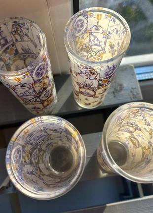 Сувенірні склянні рюмки з малюнками з голландської плитки. 4 штуки3 фото