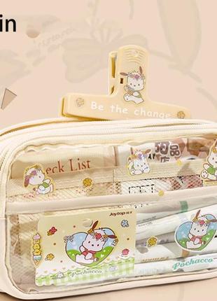 Сумка для канцелярських товарів у корейському стилі, прозорий тримач для олівців, простий пенал, шкільне прила