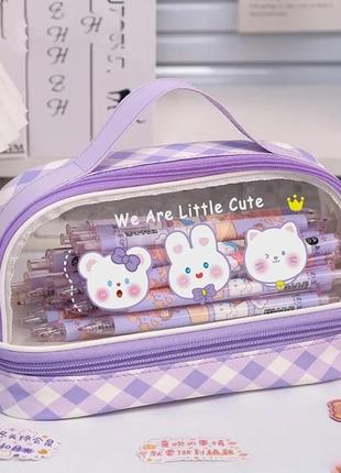 Сумка-пенал із малюнком кролика з мультфільмом kawaii girls пенал двошаровий переносний косметичка для канцеля