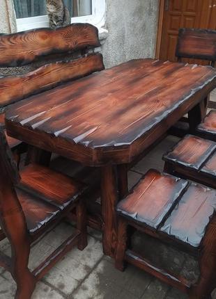 Комплект мебели под старину охотничий (стол, стулья, лавки ) для бани, дачи