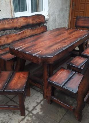 Комплект мебели под старину охотничий (стол, стулья, лавки ) для бани, дачи3 фото
