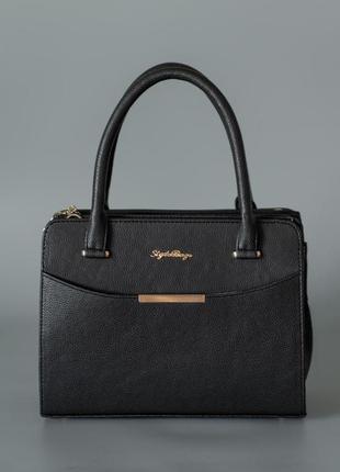 Жіноча сумка для повсякденного життя чорна з екошкіри сумочка через плече для дівчини на щодень