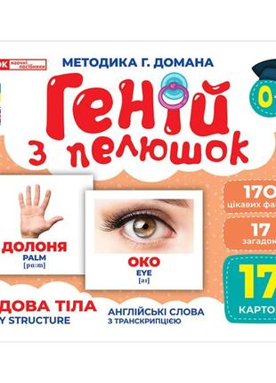 Набір розвиваючих карток геній з пелюшок "будова структура" ранок 10107202, 17 карток