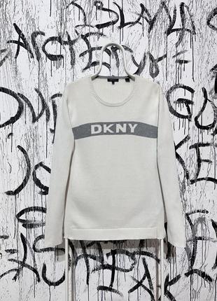 Dnky donna karan new york, кофта, лонгслив, крупный лого, оригинал, базовая, дизель, в полоску,