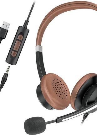 Дротові навушники калл центра, usb-гарнітура з мікрофоном, 3,5 мм