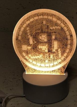 Світлодіодний нічник 3d, візуальний біткоїн нічник, настільна лам