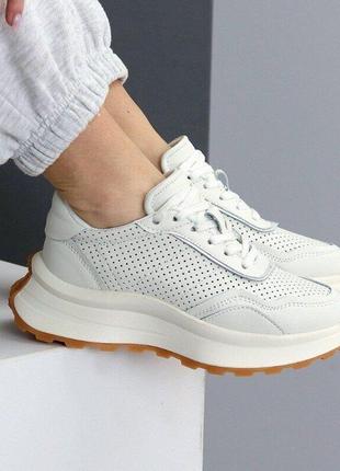 Белые кожаные кроссовки riksi перф, сквозная перфорация 36-38р код 21115