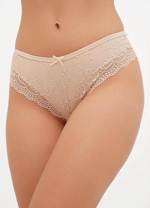 Жіночі мереживні трусики сліпи з середньою посадкою бежевий l