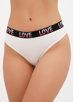 Женские трусики стринги с широкой резинкой белый цвет