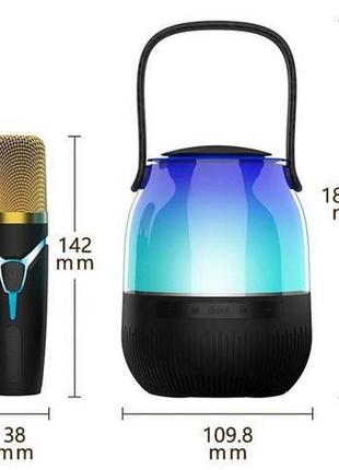 Портативна колонка xm-a68 з rgb підсвічуванням та мікрофоном, bluetooth мікрофон vx-236 для караоке4 фото