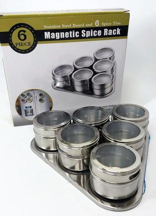 Набор емкостей для специй mag-745 с подставкой на магнитах, баночки для специй up-152 6 шт
