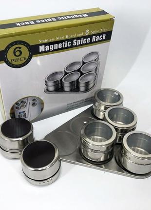 Набор емкостей для специй mag-745 с подставкой на магнитах, баночки для специй up-152 6 шт