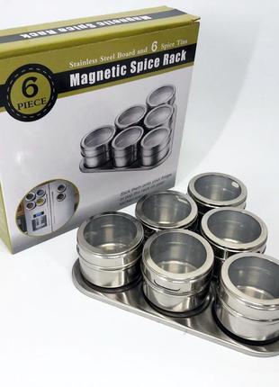 Набор емкостей для специй mag-745 с подставкой на магнитах, баночки для специй up-152 6 шт
