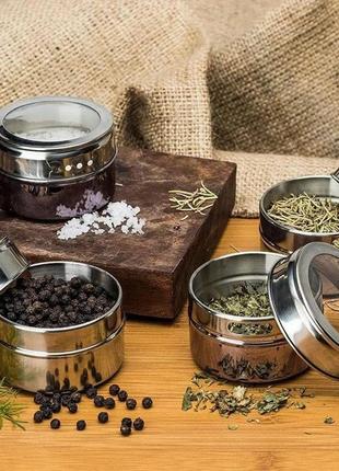 Набор емкостей для специй mag-745 с подставкой на магнитах, баночки для специй up-152 6 шт