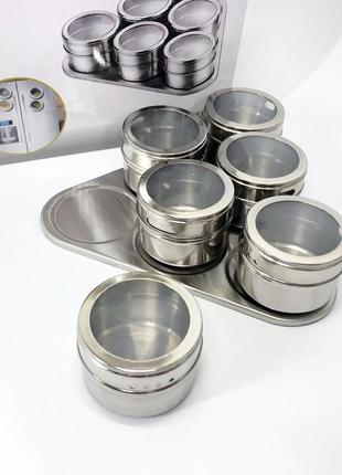 Набор емкостей для специй mag-745 с подставкой на магнитах, баночки для специй up-152 6 шт