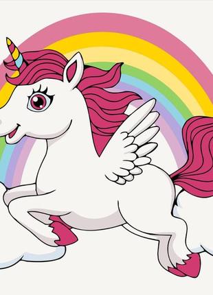 Картина за номерами brushme 30x40см "веселковий єдиноріг" kbs7125