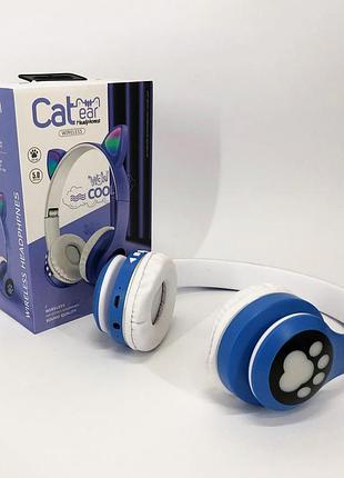 Беспроводные наушники с bluetooth cat vzv 23m, беспроводные наушники со светящимися ушками, qp-142 для детей