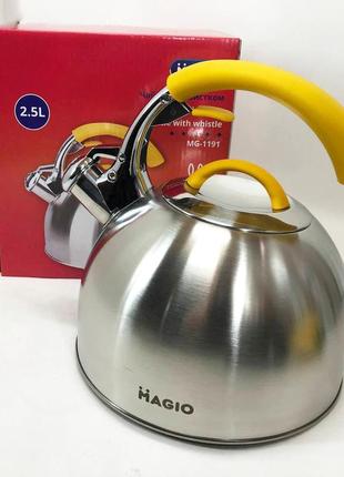 Чайник magio mg-1191 со свистком, красивый чайник для газовой плиты, чайник на плиту,...
