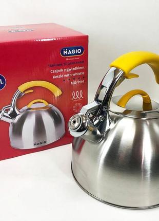 Чайник magio mg-1191 со свистком, красивый чайник для газовой плиты, чайник на плиту,...