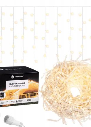 Гирлянда бахрома уличная (наружная) springos 20 м 500 led cl501 warm white