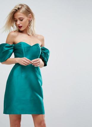 Невероятно красивое атласное платье с пышными рукавами asos disign1 фото