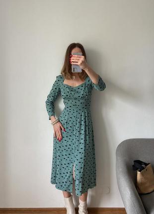 Принтована сукня міді мятного кольору3 фото