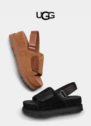 Сандалії ugg бежеві чорні на платформі1 фото