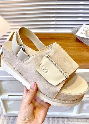 Сандалії ugg бежеві чорні на платформі9 фото