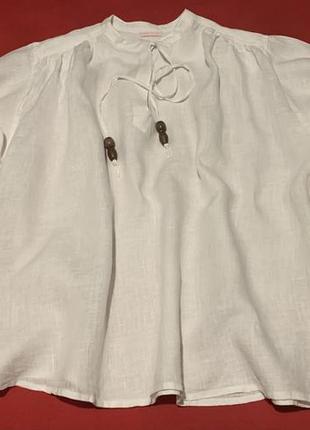 Стильна лляна білосніжна сорочка блузка emely levine1 фото