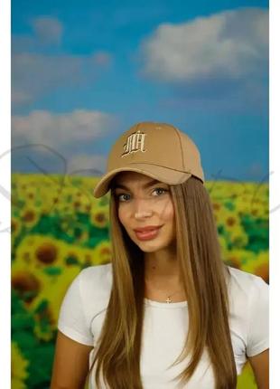 Бейсболка жіноча котонова з об'ємною вишивкою кепка з регулятором розміру braxton 1663 темно-бежевий