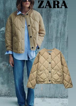 Стьобана куртка zara водовідштовхувальна стьобана куртка