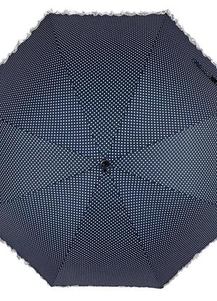 Зонт-трость с рюшами в горошек, полуавтомат на 8 спиц от swifts, темно-синий sw03180-1 prime