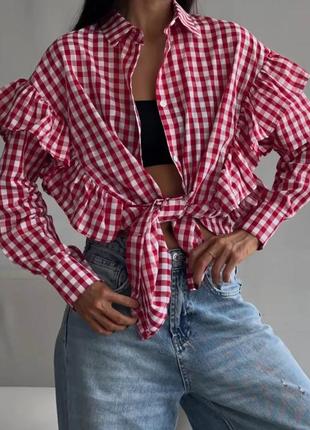 Невероятная рубашка в красную клетку ❤️