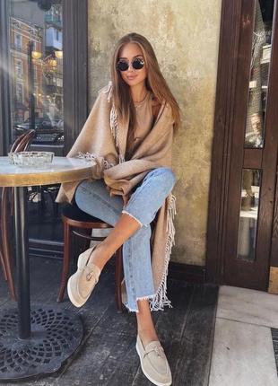 Лоферы замшевые бежевые loro piana