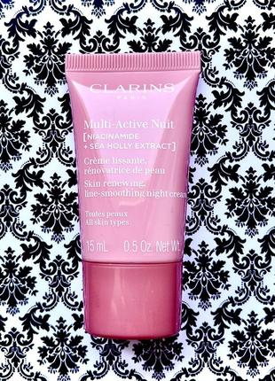 Нічний крем clarins multi-active jour niacinamide sea holly extract glow boosting night 15 ml