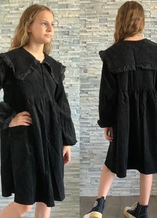 Детское черное вельветовое платье zara 13-14 лет/детское платье 13-14 лет1 фото