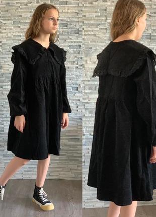 Детское черное вельветовое платье zara 13-14 лет/детское платье 13-14 лет2 фото