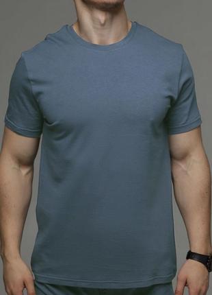 Мужская базовая хлопковая футболка однотонная libertine темно-синяя