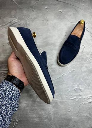 Лоферы мужские замшевые синие lux suede! натуральная замша! все размеры! туфли лоферы...