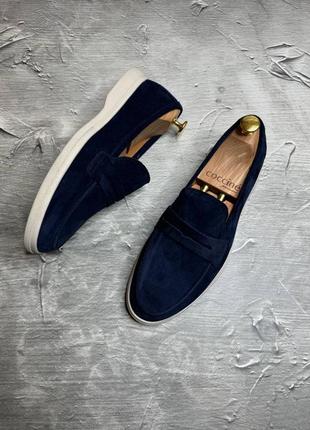 Лоферы мужские замшевые синие lux suede! натуральная замша! все размеры! туфли лоферы...