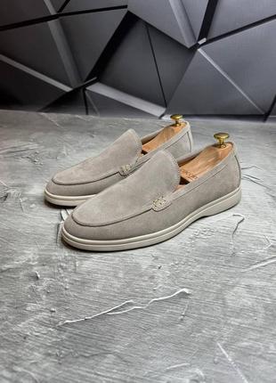 Туфли лоферы замшевые бежевые loro piana lux bezh! натуральная замша! все размеры! лоферы замшевые мужественные класичские бежевые!