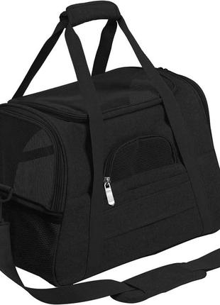 Сумка переноска для тварин складна сумка для невеликих собак та кішок до 7 кг чорний колір