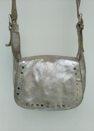Жіноча шкіряна сумка з натуральної шкіри metallic zara1 фото