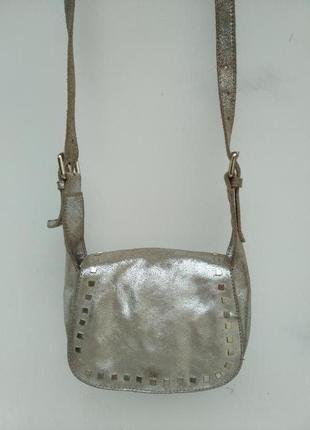 Жіноча шкіряна сумка з натуральної шкіри metallic zara2 фото
