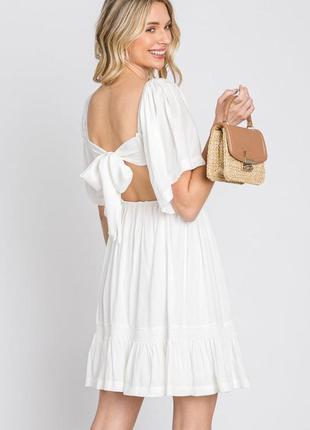 Біле бавовняне плаття asos на зав'язках із воланами прошвой вишивкою розмір s